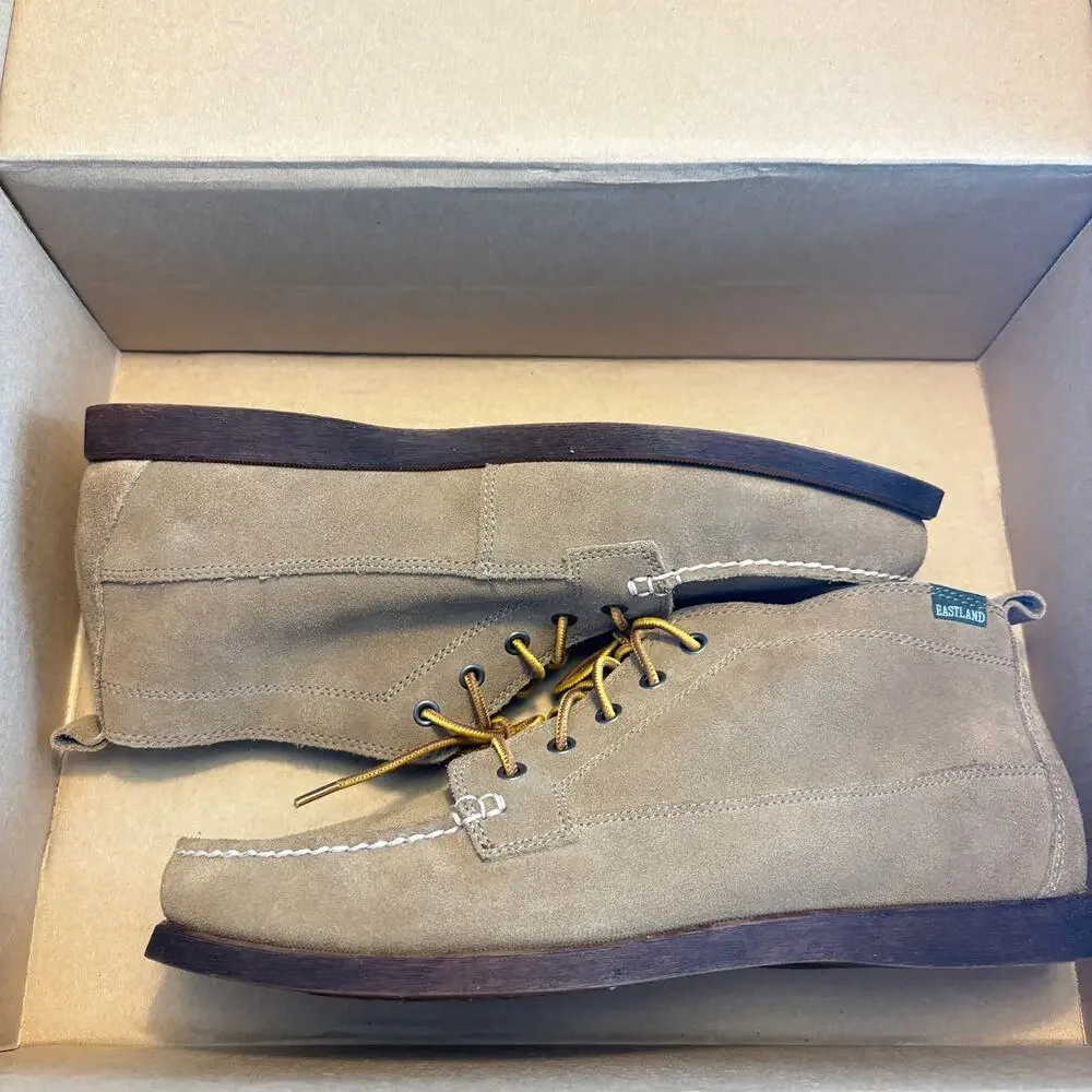Eastland Mens Seneca Camp Moc Boots 13 NWT Tan Khaki Suede Lace Chukka Huckberry